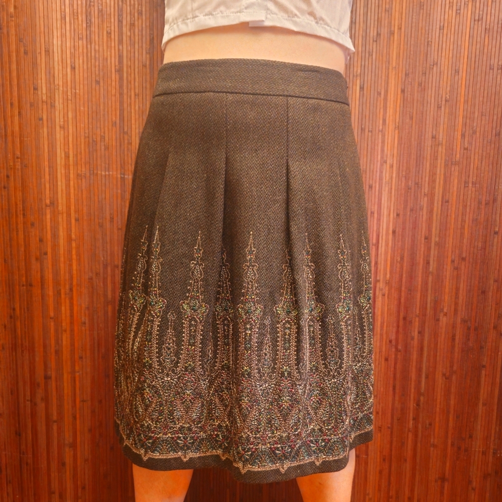 Embroidered Tweed Skirt - LOFT